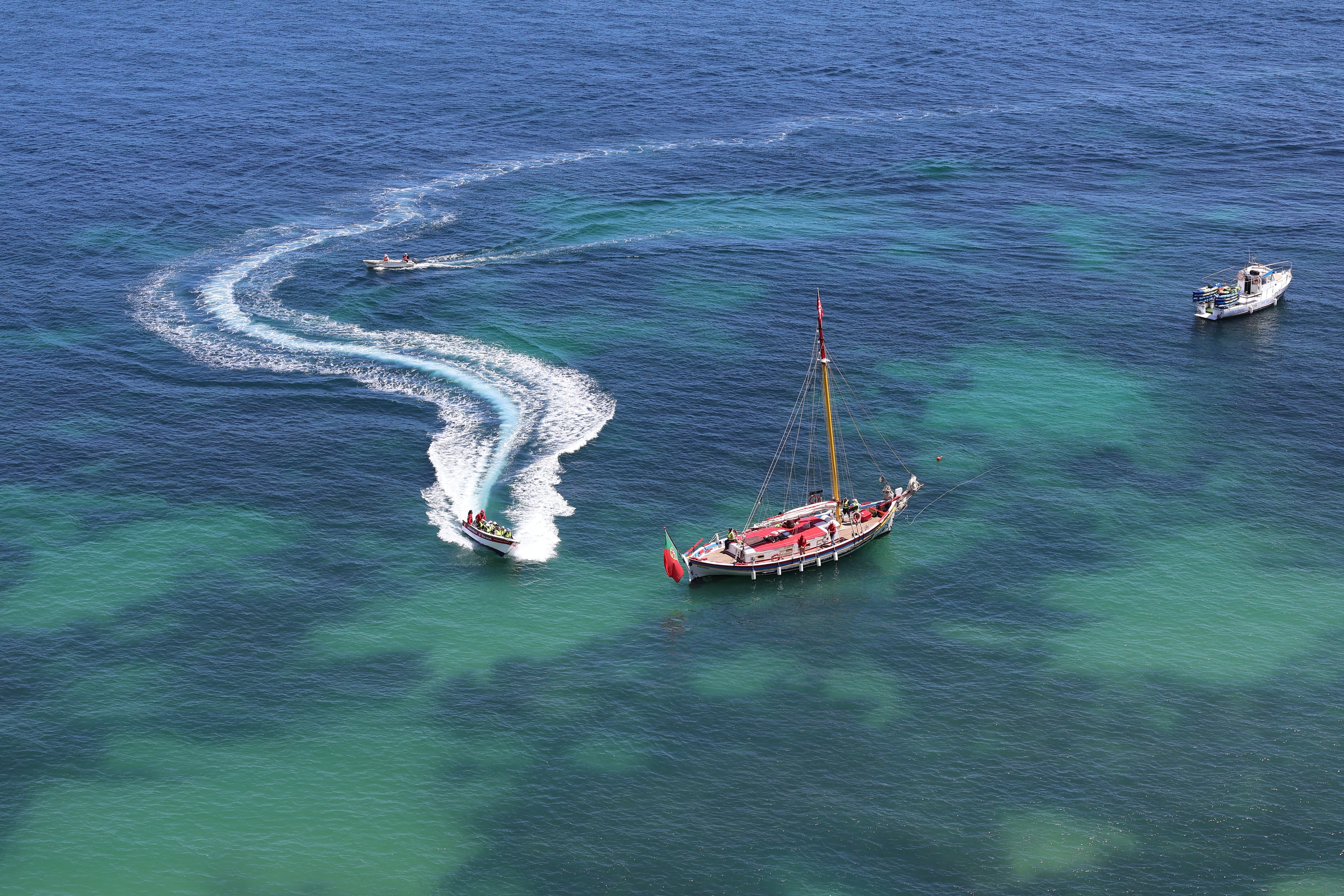 Aerial Boats Turquoise Water
